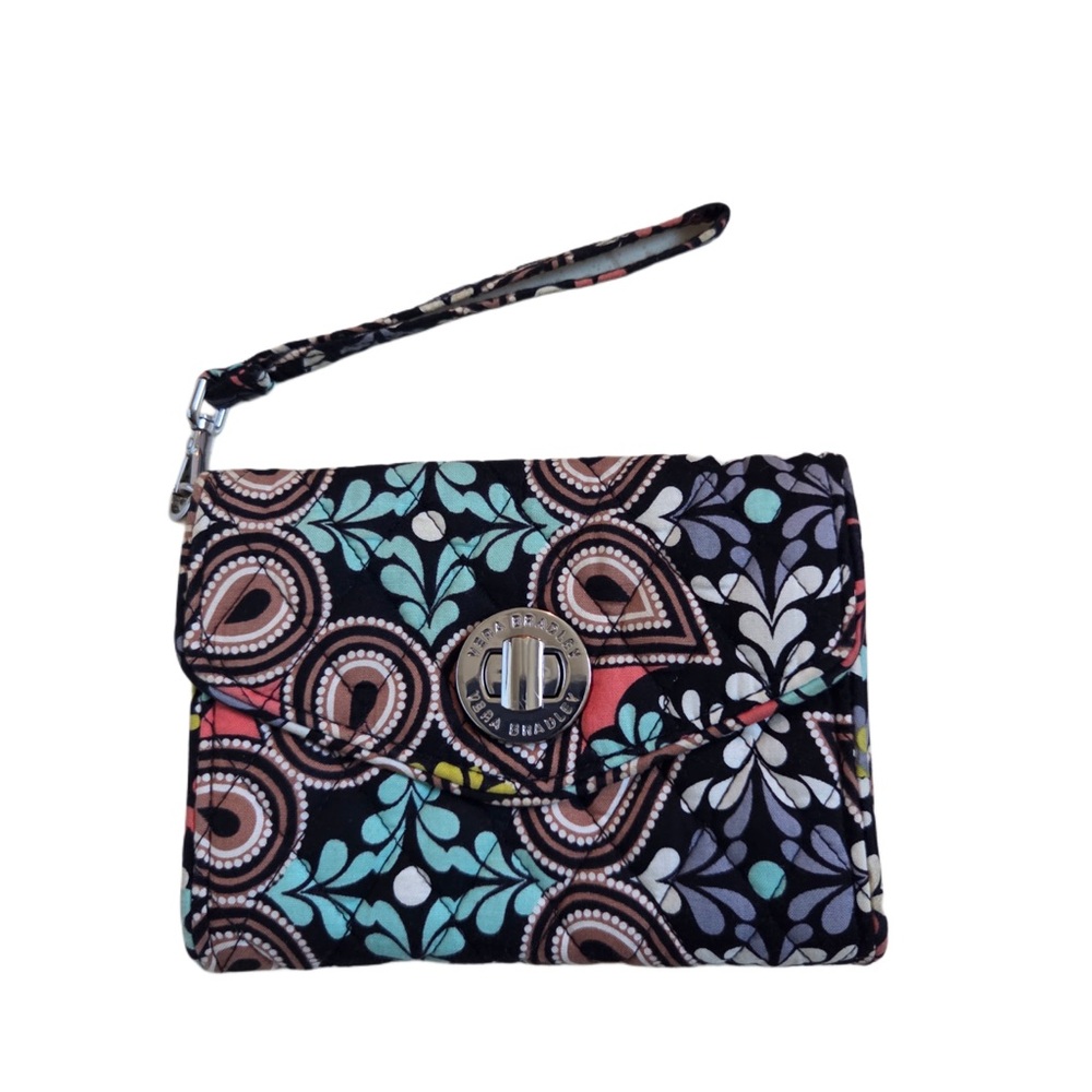 Vera Bradley Black and Blue Patterned Wristlet